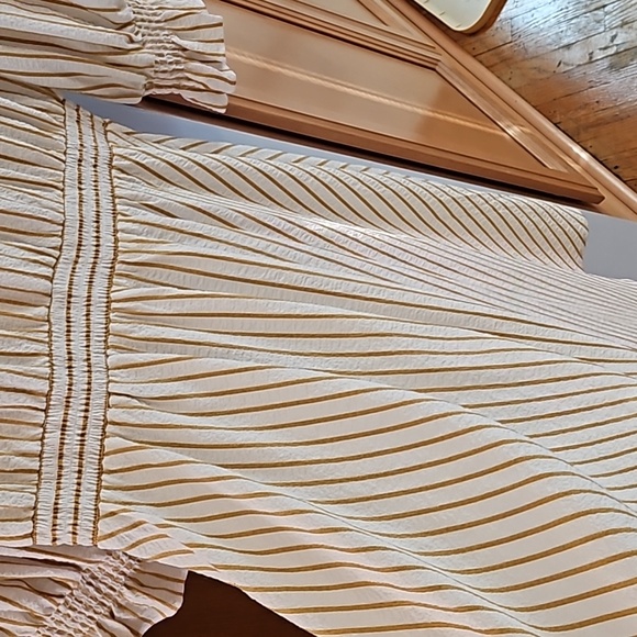 **Clearance** Calvin Klein striped, Tie-Neck Dress - Picture 6 of 9